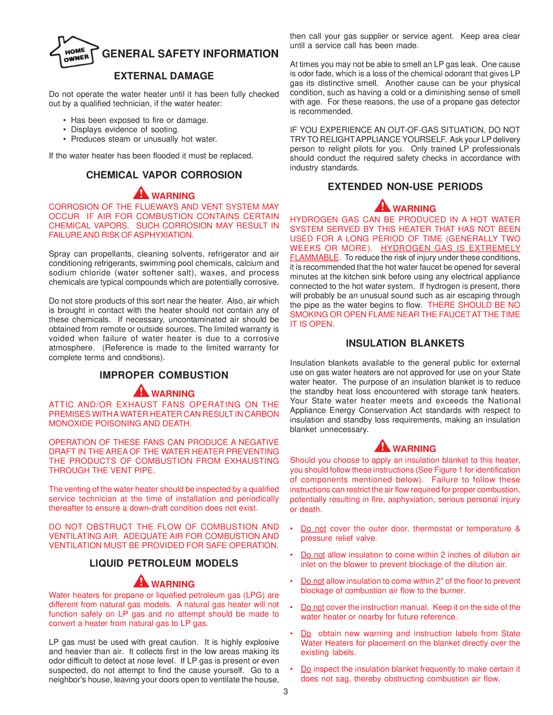 State Industries CCVIT PR6 50 External Damage, Chemical Vapor Corrosion, Improper Combustion, Liquid Petroleum Models 