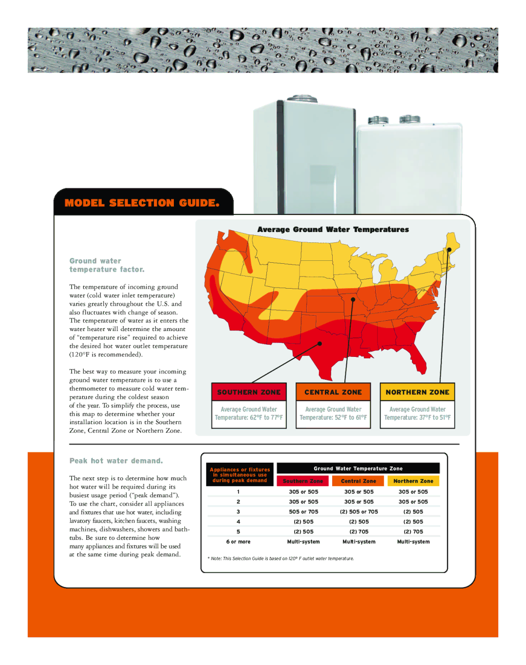 State Industries Gas-Fired Water Heaters manual Ground water temperature factor, Peak hot water demand 