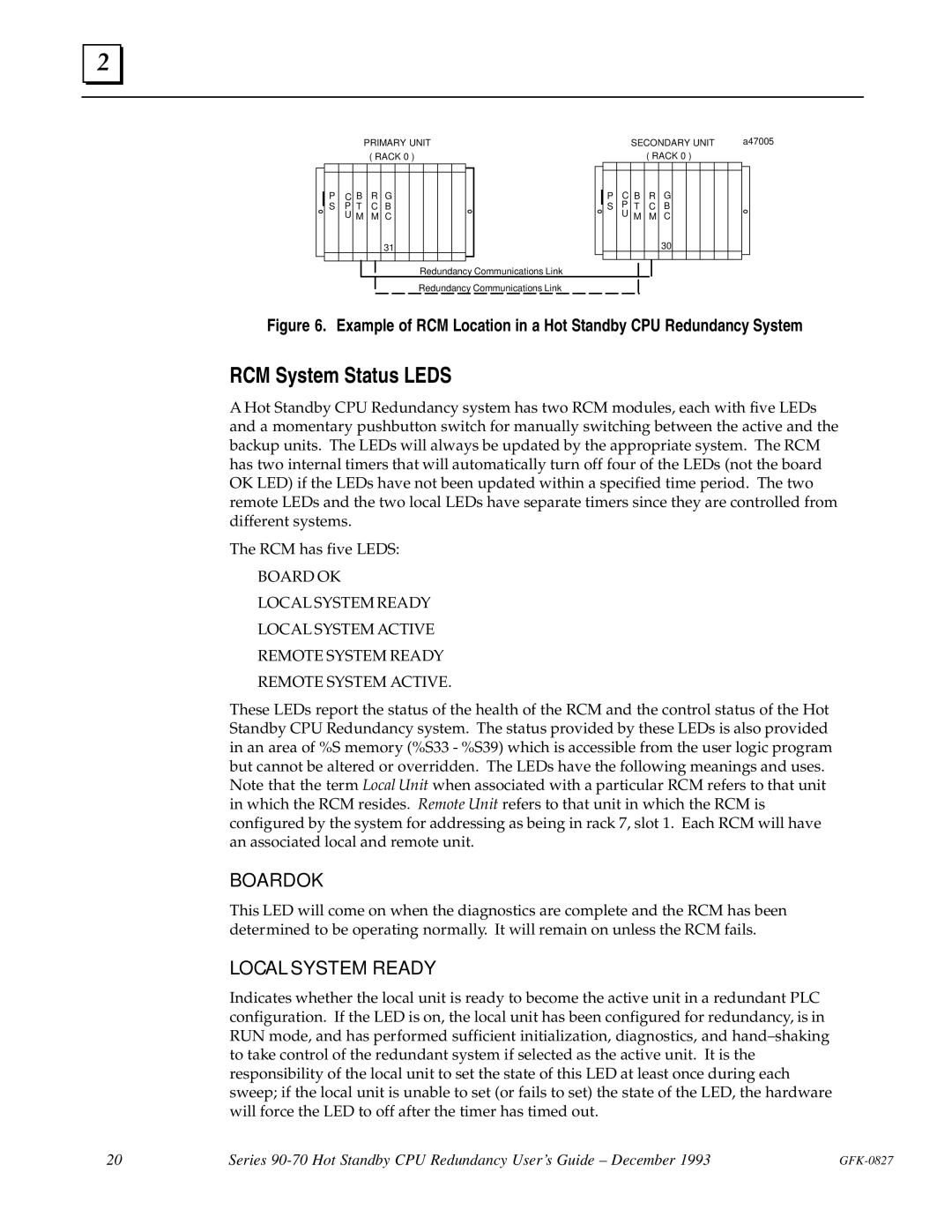 State Industries GFK-0827 manual RCM System Status Leds, Board OK 