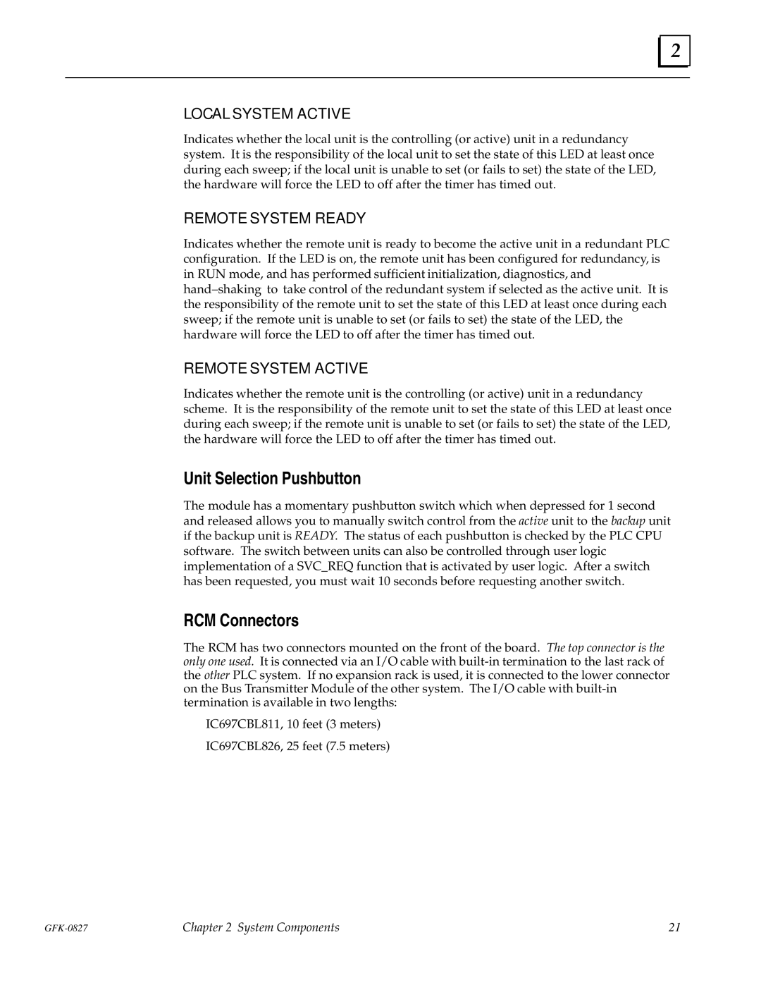 State Industries GFK-0827 manual Unit Selection Pushbutton, RCM Connectors 