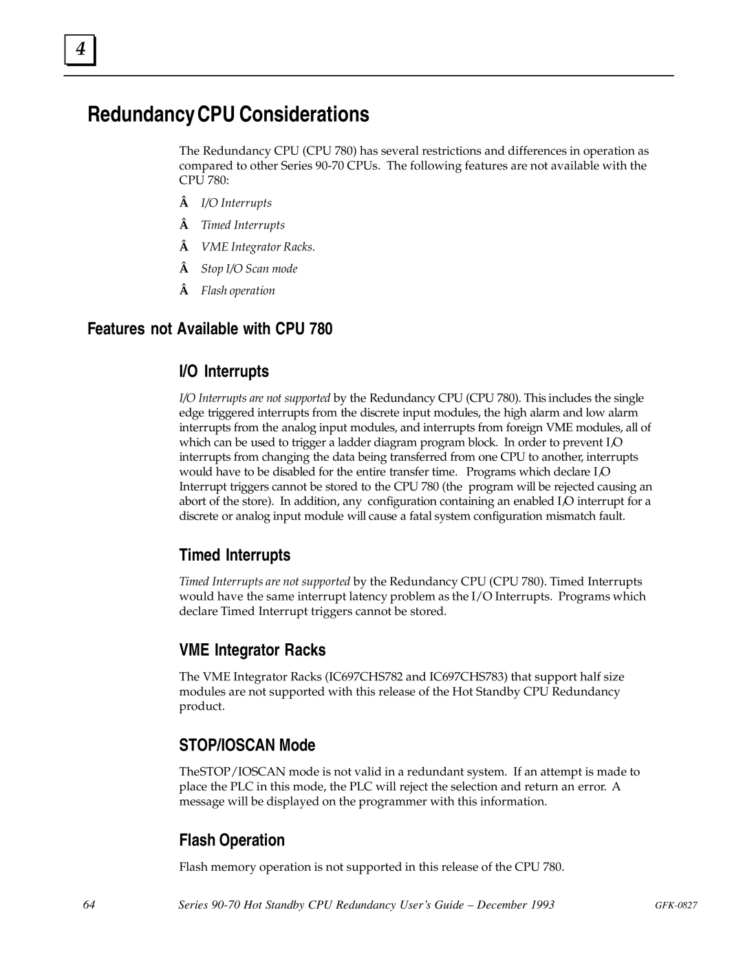 State Industries GFK-0827 manual Redundancy CPU Considerations 