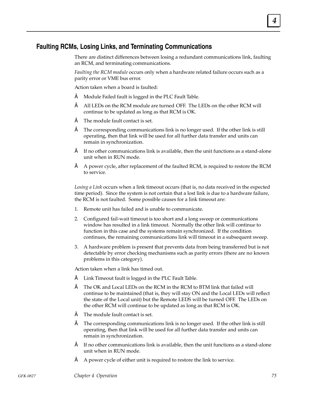 State Industries GFK-0827 manual Faulting RCMs, Losing Links, and Terminating Communications 