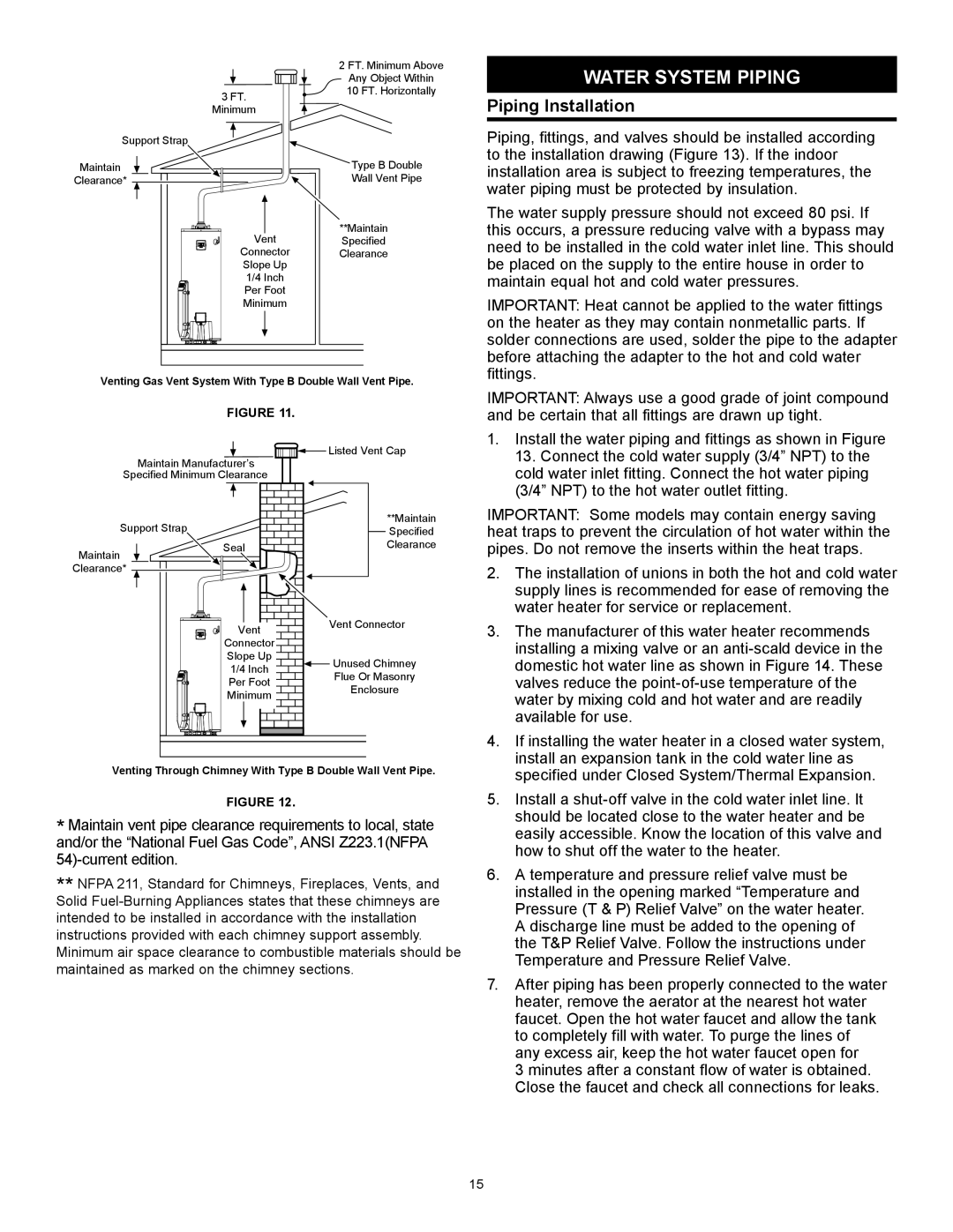 State Industries GP 6 50YPC T 100, GP 6 40YPC T 100, 317998-002 Water System Piping, Piping Installation 