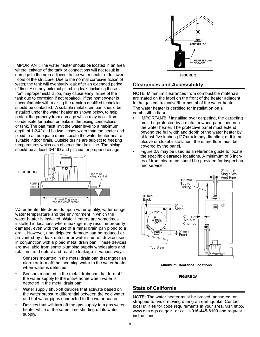 State Industries 317998-002, GP 6 50YPC T 100, GP 6 40YPC T 100 Clearances and Accessibility, State of California 