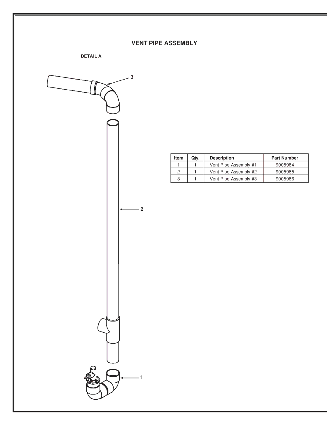 State Industries GP6 50 YTVIT manual Vent Pipe Assembly, Detail a 