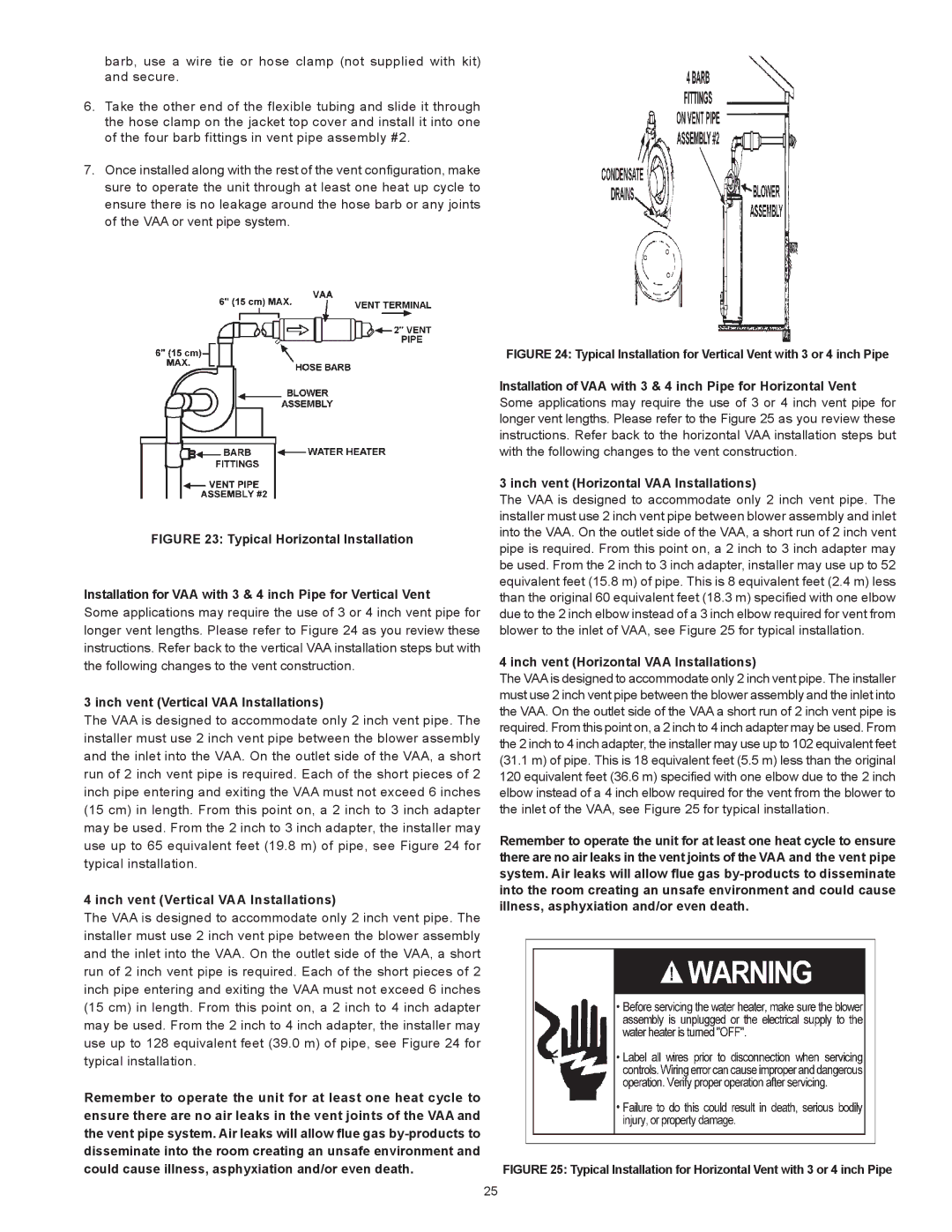 State Industries GP6 50 instruction manual Inch vent Vertical VAA Installations 