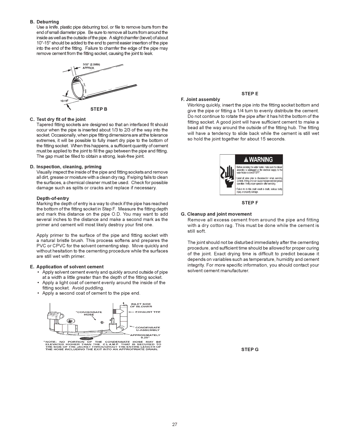 State Industries GP6 50 instruction manual Step B, Step E, Step F, Step G 