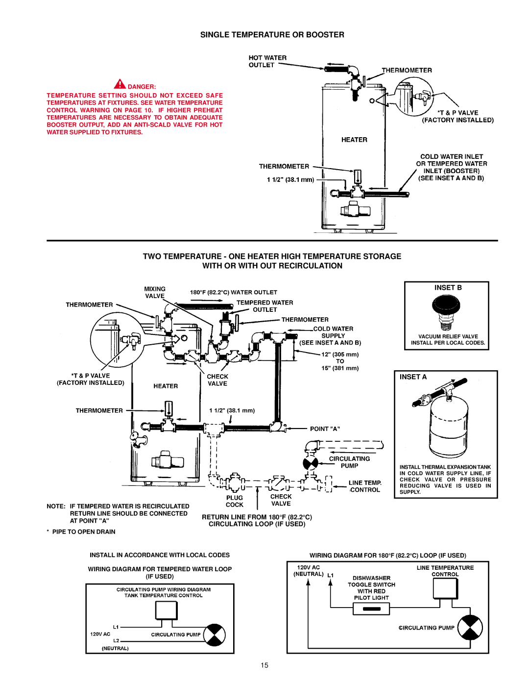 State Industries GPO 86-199 manual Single Temperature or Booster 