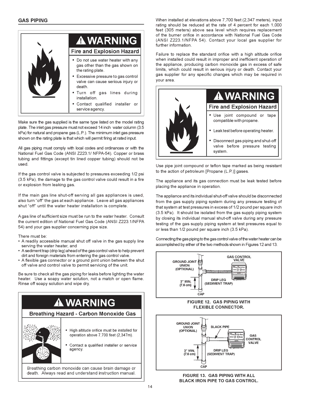 State Industries GS675YRVIT, GS675HRVIT instruction manual Gas Piping, GAS Piping with Flexible Connector 