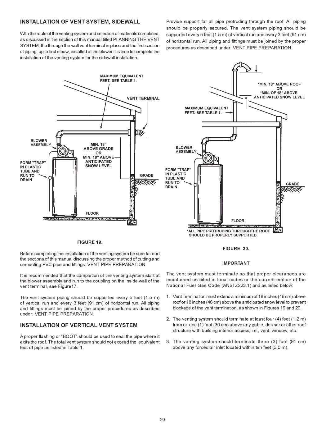 State Industries GS675YRVIT, GS675HRVIT Installation of Vent SYSTEM, Sidewall, Installation of Vertical Vent System 