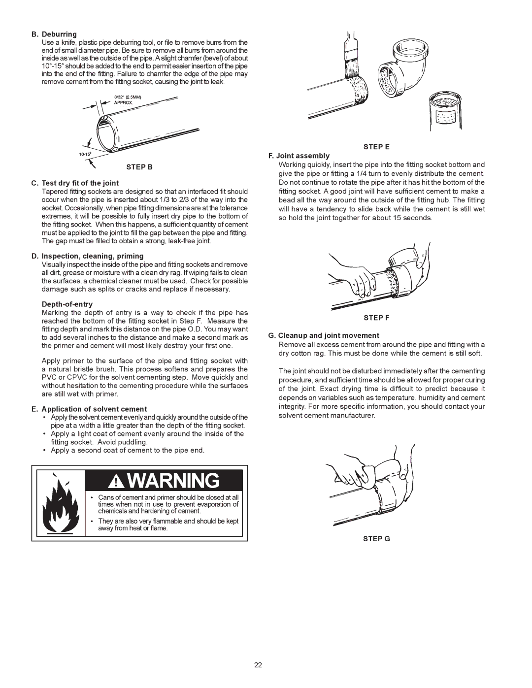 State Industries GS675YRVIT, GS675HRVIT instruction manual Step B, Step E, Step F, Step G 