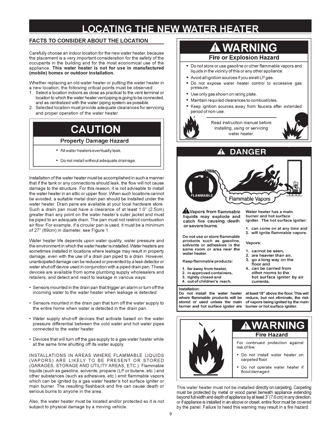 State Industries GS675HRVIT, GS675YRVIT Locating the NEW Water Heater, Facts to Consider About the Location 