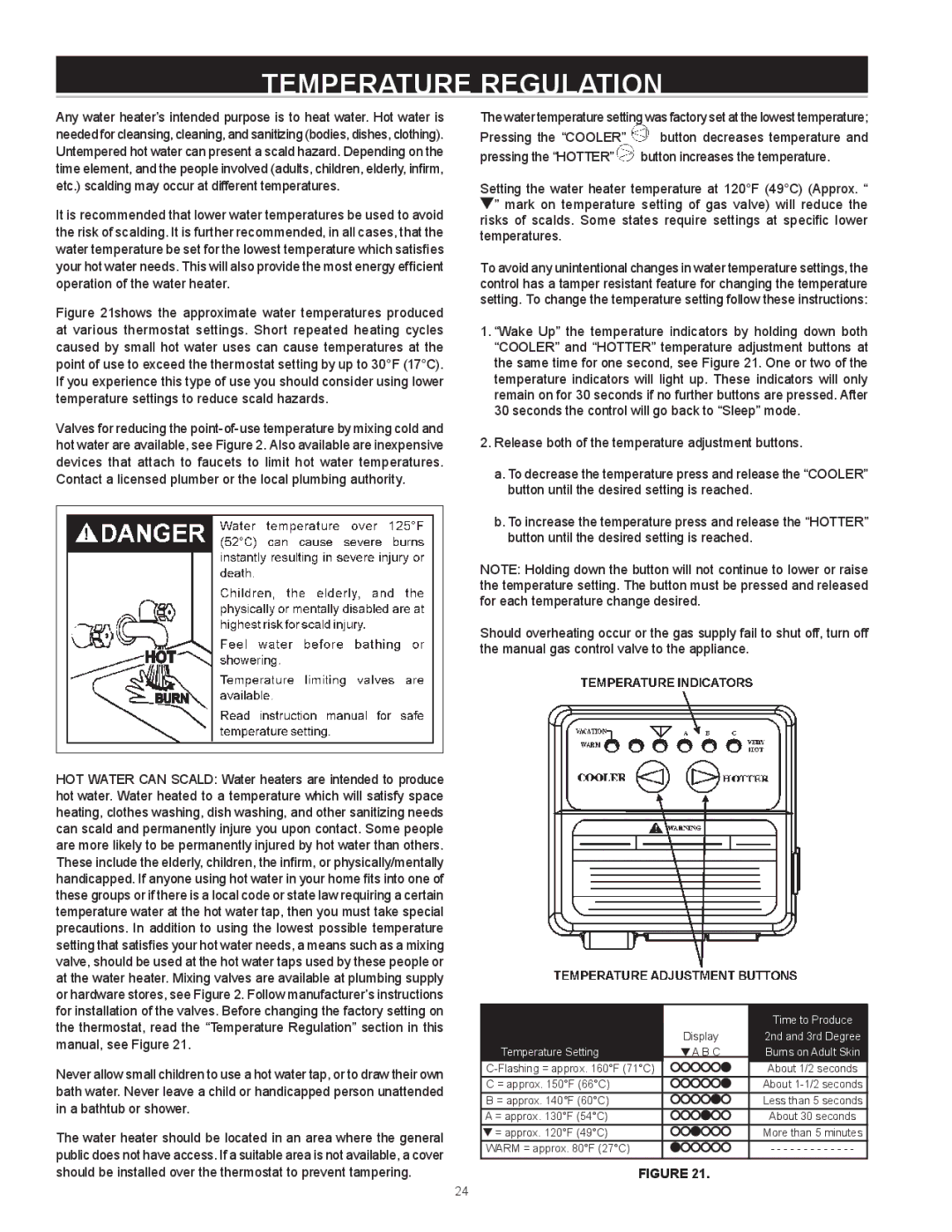 State Industries GS675YRVLT instruction manual Temperature Regulation, Temperature Setting 