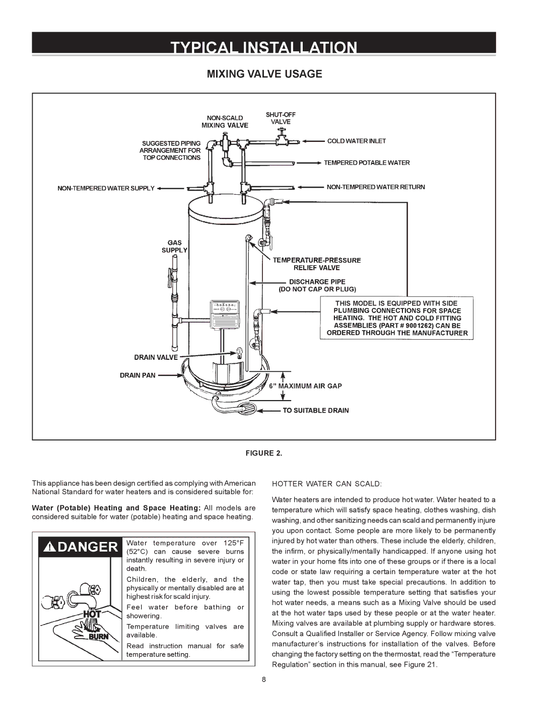 State Industries GS675YRVLT instruction manual Mixing Valve Usage 