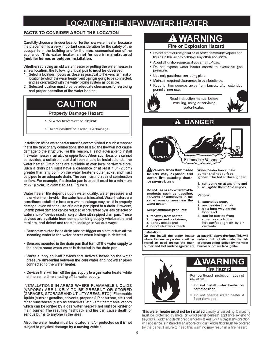 State Industries GS675YRVLT instruction manual Locating the NEW Water Heater, Facts to Consider About the Location 