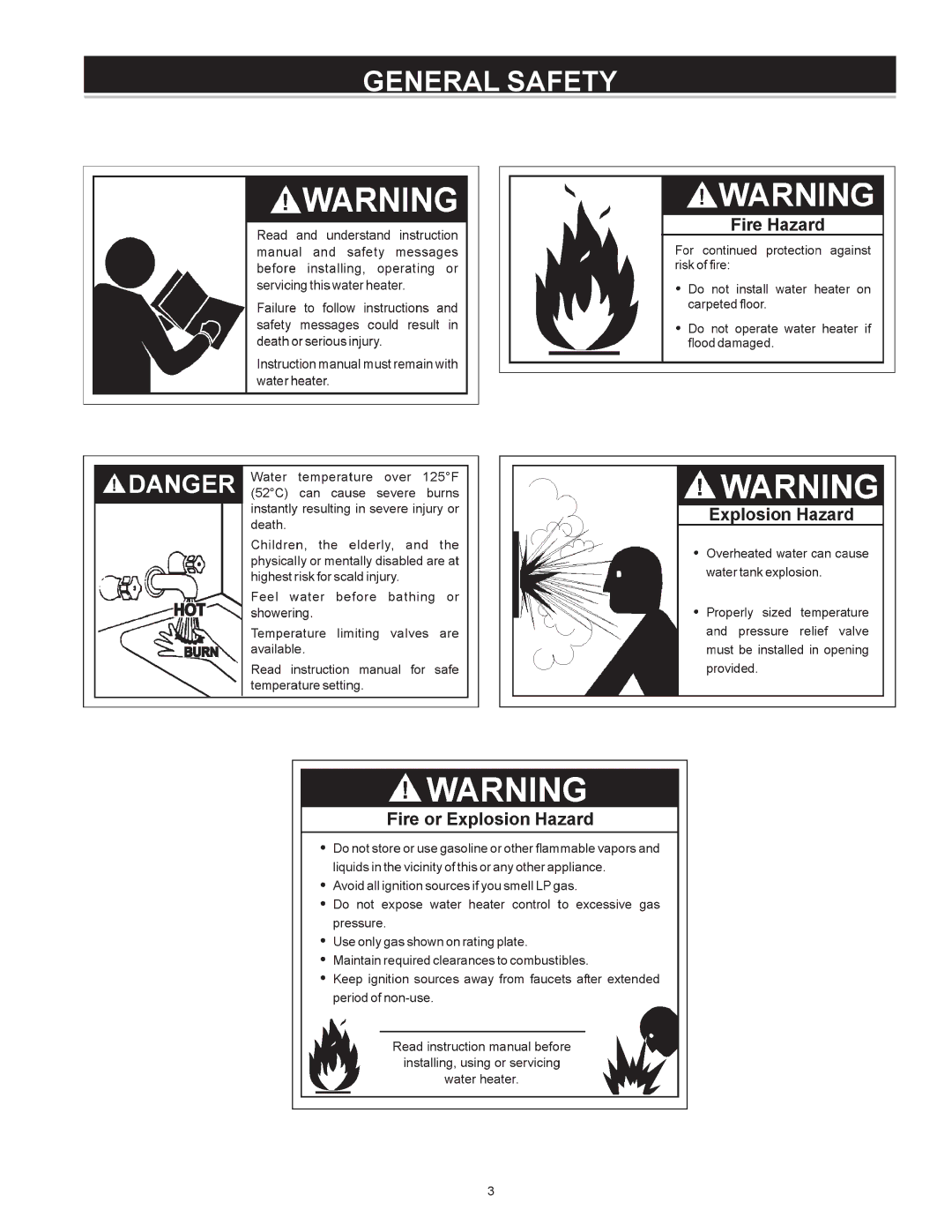 State Industries Power Vent/Power Direct Vent Gas Models instruction manual General Safety 