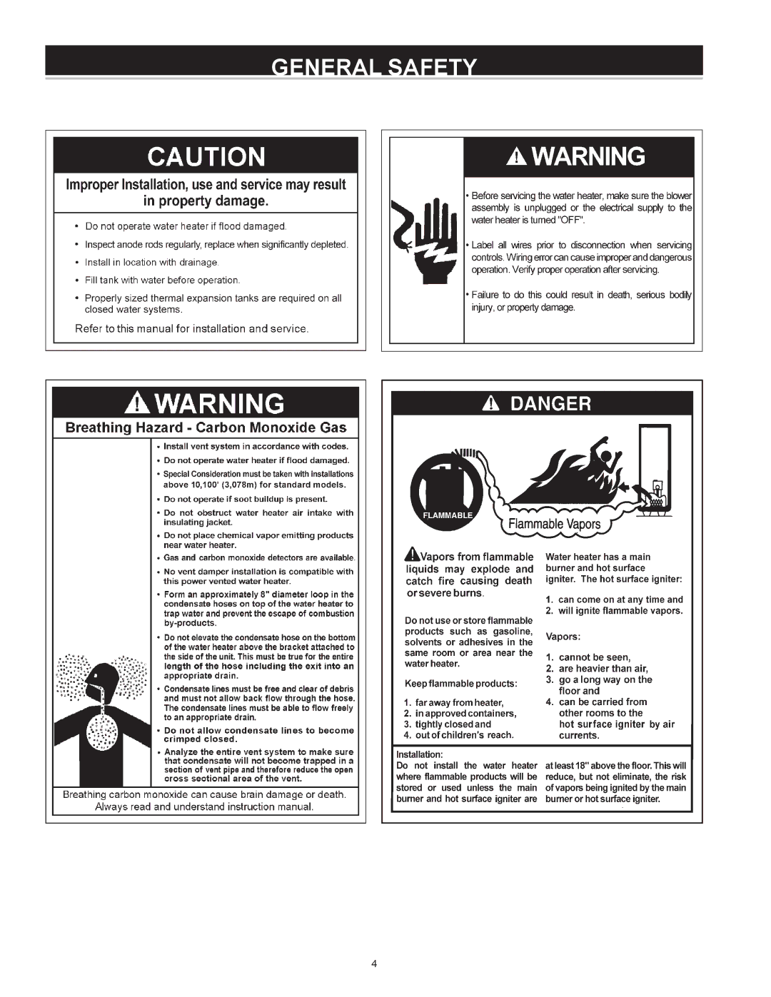 State Industries Power Vent/Power Direct Vent Gas Models instruction manual General Safety 