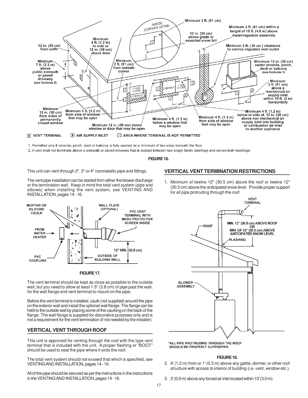 State Industries Residential Gas Water Heater Vertical Vent Through Roof, Vertical Vent Termination Restrictions 