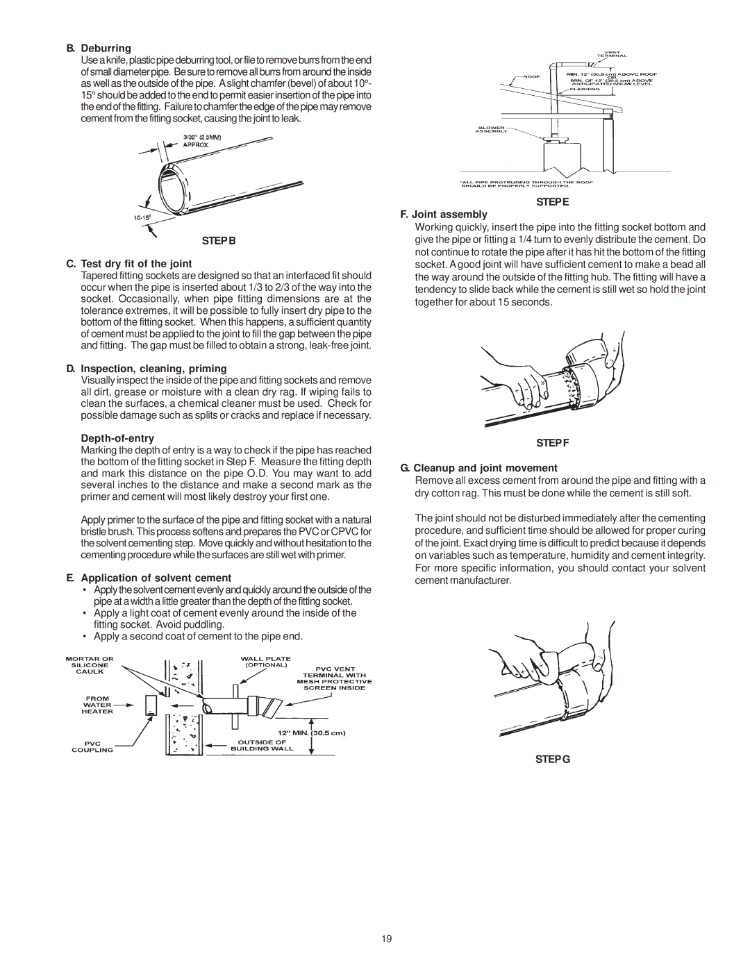 State Industries Residential Gas Water Heater instruction manual Stepb, Stepe, Stepf, Step G 