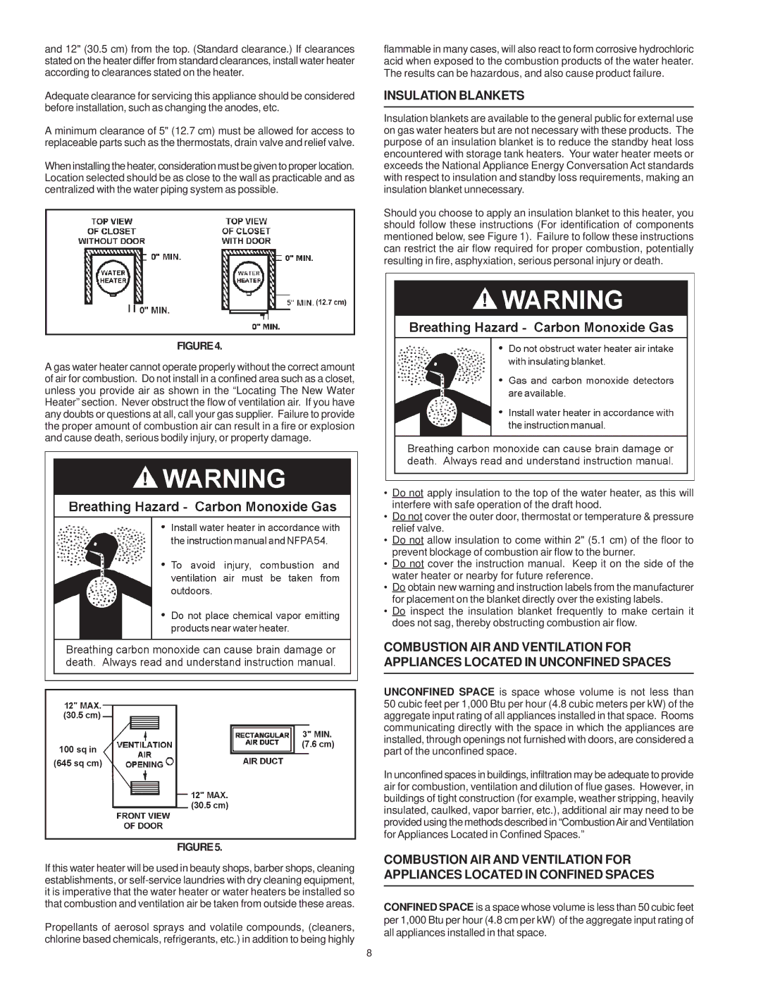 State Industries Residential Gas Water Heater instruction manual Insulation Blankets 