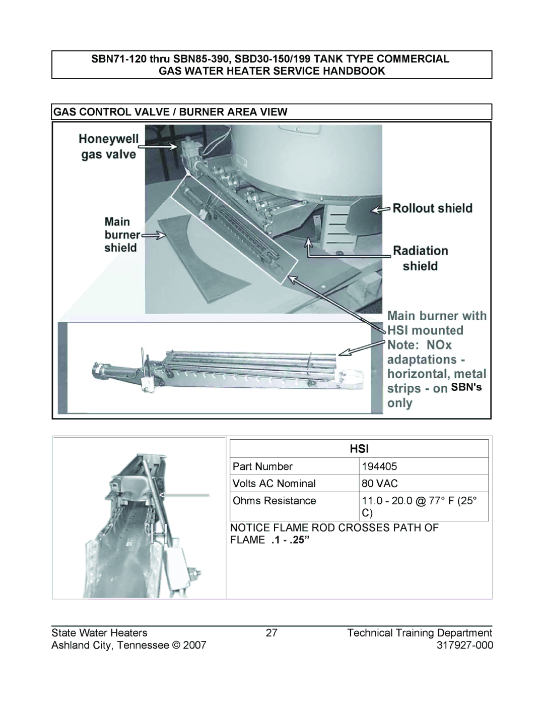 State Industries SBD30 199, SBD30 150, SBN85 390 (A), SBN71 120, SERIES 108 manual Hsi 