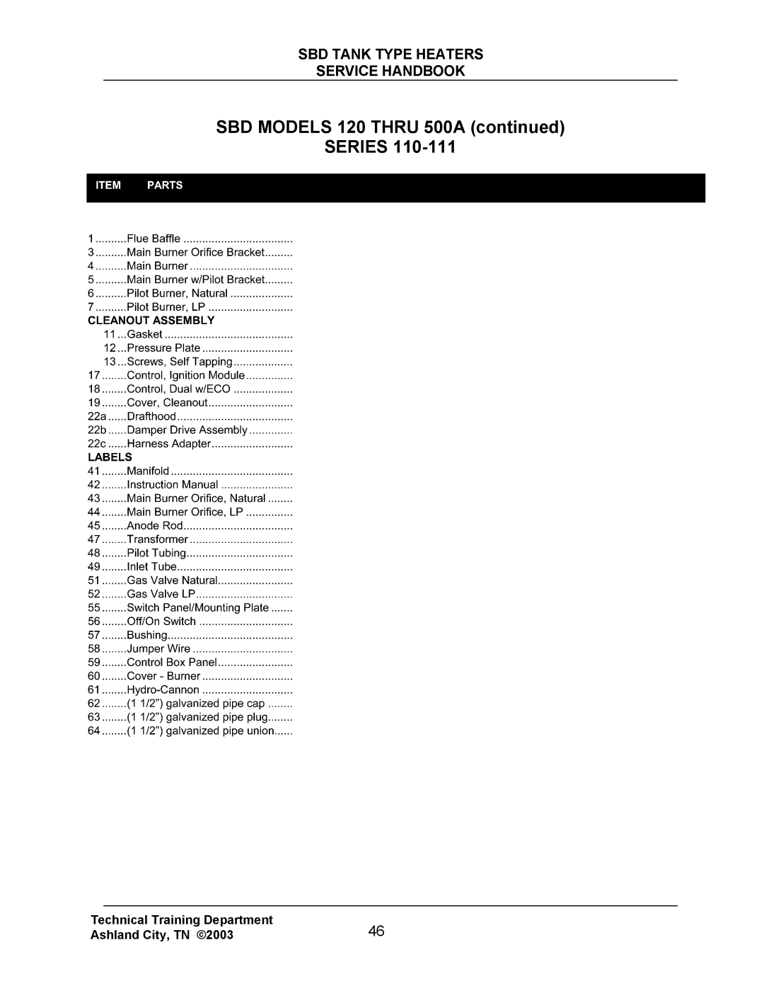 State Industries SBD71 120, SBD85 500 manual SBD Models 120 Thru 500A Series 