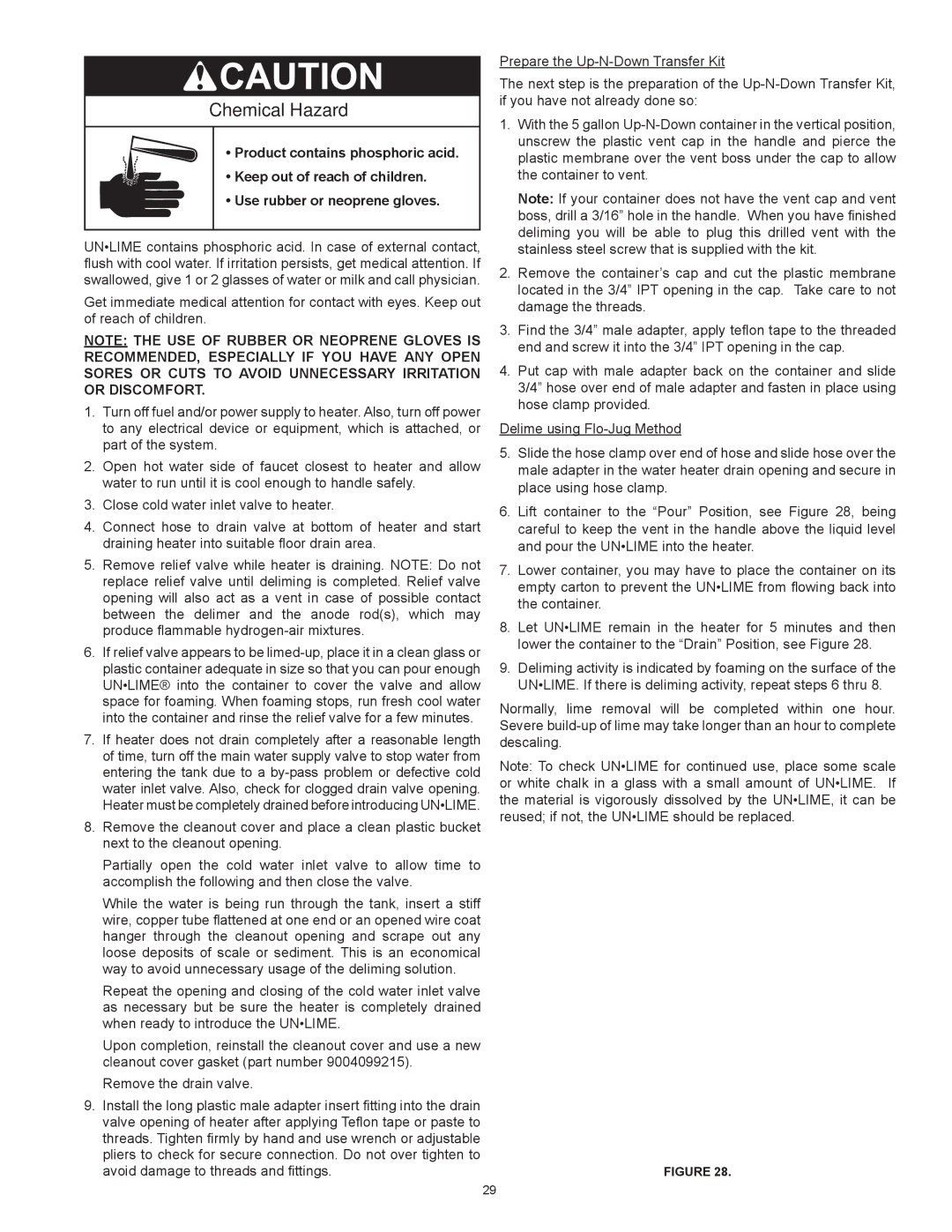 State Industries SBD85500PE, SBD85500NE instruction manual Chemical Hazard 