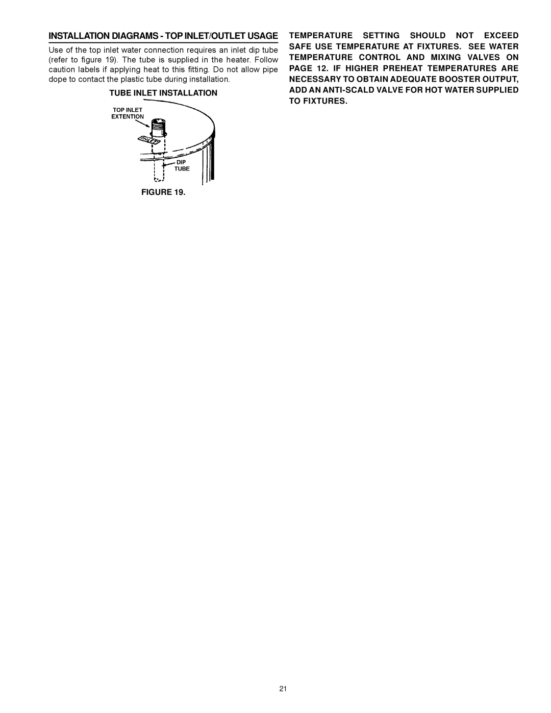 State Industries SBL85 275NE(A), SBL85 390NE(A), SBL95 199NE instruction manual Installation Diagrams Top Inlet/Outlet Usage 