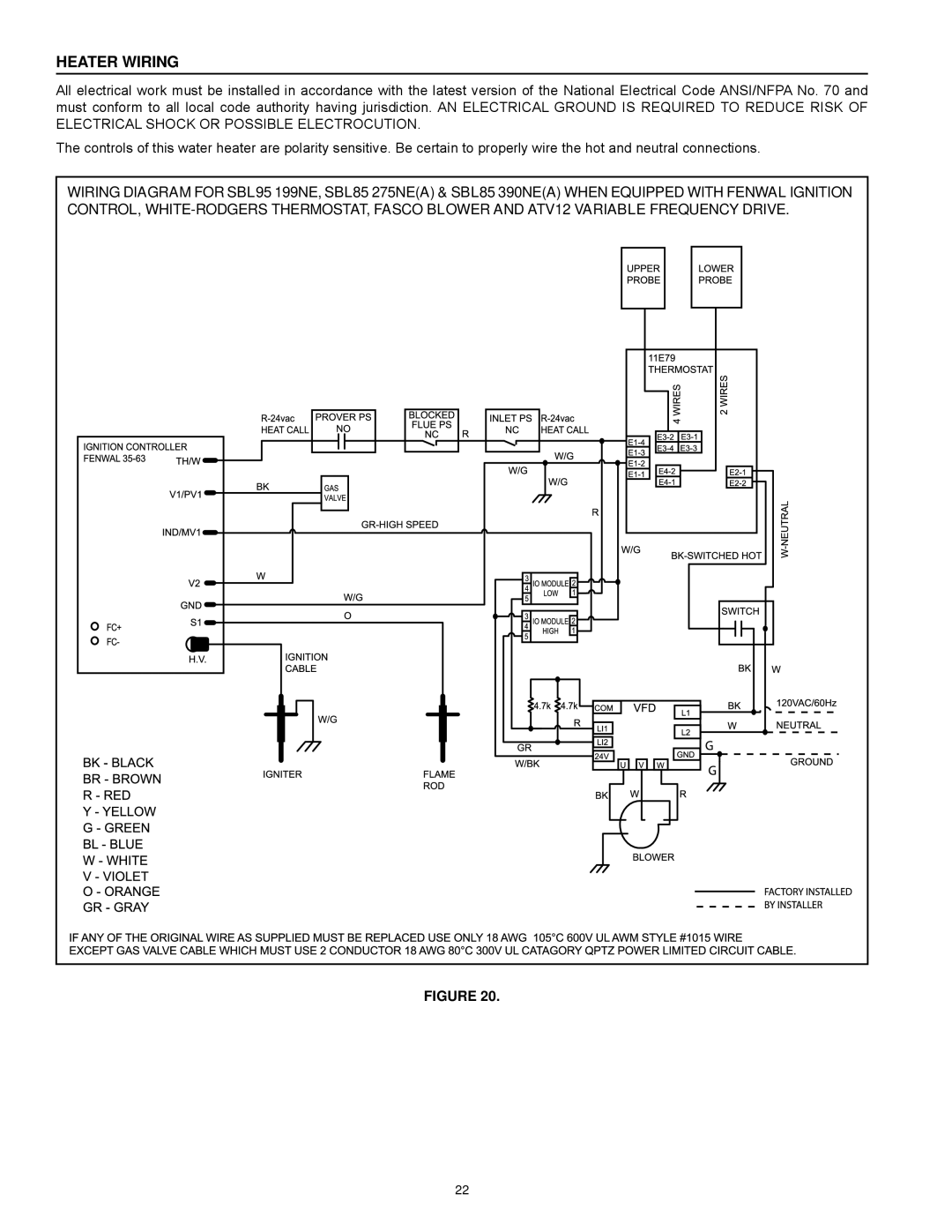 State Industries SBL85 390NE(A), SBL85 275NE(A), SBL95 199NE instruction manual Heater Wiring 