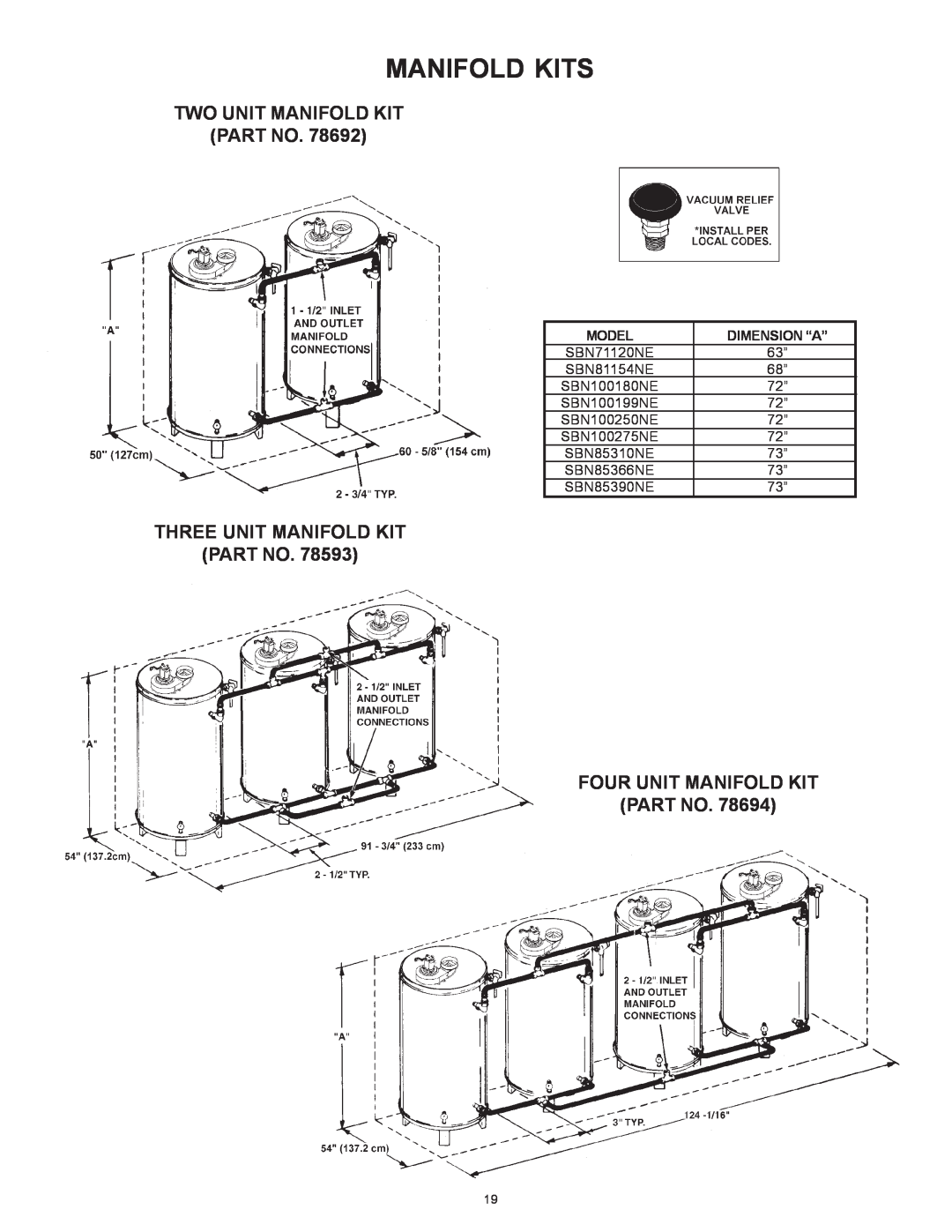 State Industries SBN85390NE/A Manifold Kits, Two Unit Manifold Kit, Three Unit Manifold Kit, Four Unit Manifold Kit 