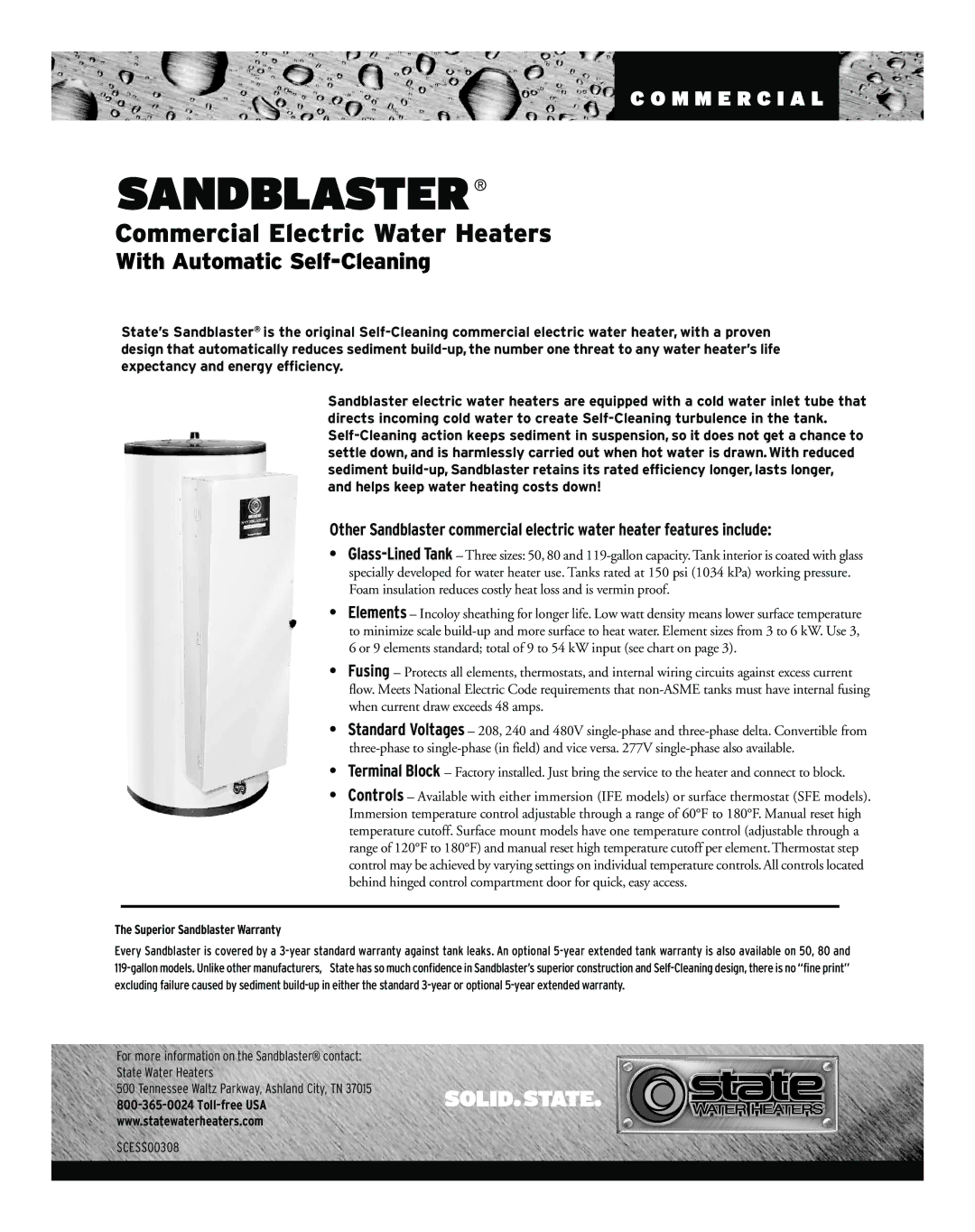 State Industries SCESS00308 warranty Superior Sandblaster Warranty 