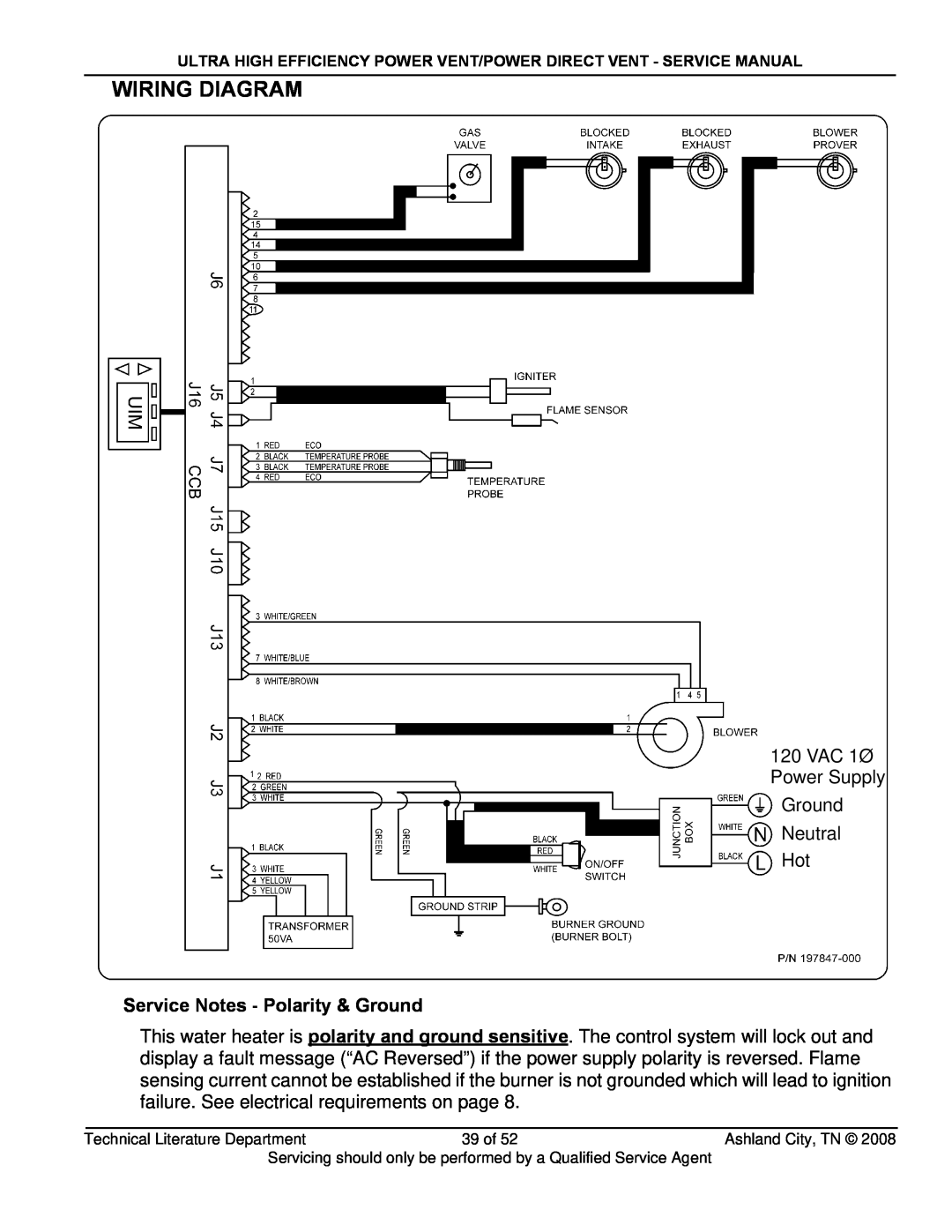 State Industries SHE50-100NE, SHE50-100PE, GP650HTPDT manual Wiring Diagram, Service Notes - Polarity & Ground 
