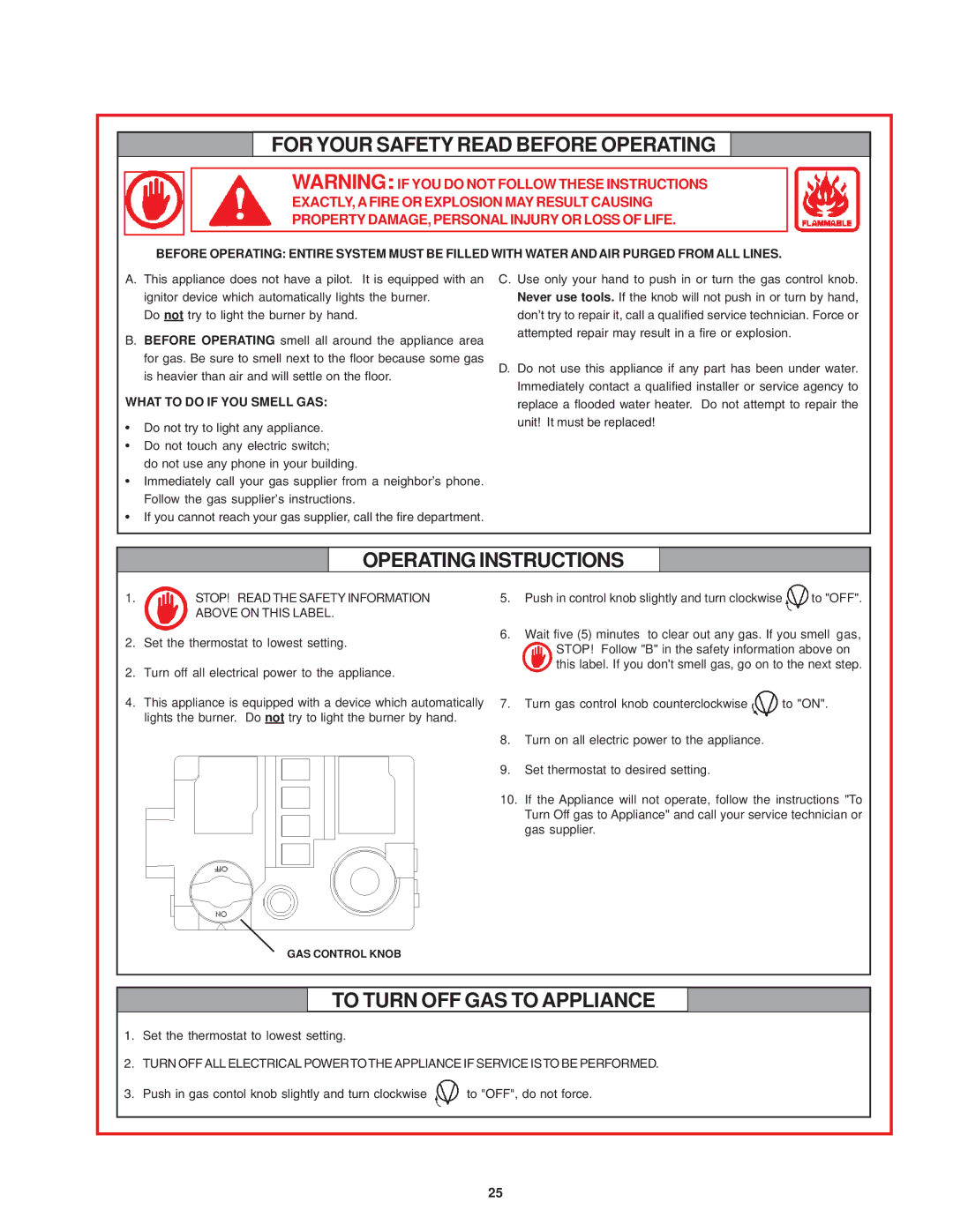 State Industries SRT80 120NE warranty For Your Safety Read Before Operating 