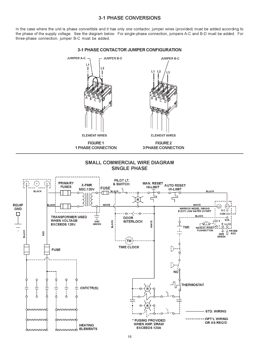 State Industries SSE-5, SSE-120 warranty Phase Conversions, Small Commercial Wire Diagram Single Phase 