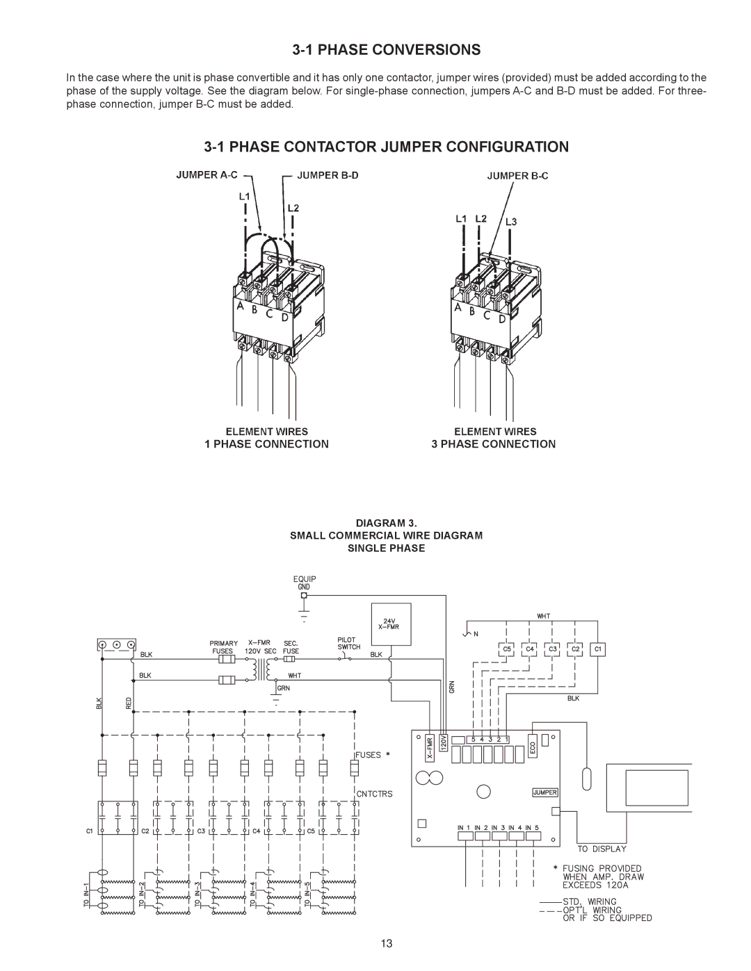 State Industries SSED 5 instruction manual Phase Conversions, Diagram Small Commercial Wire Diagram Single Phase 