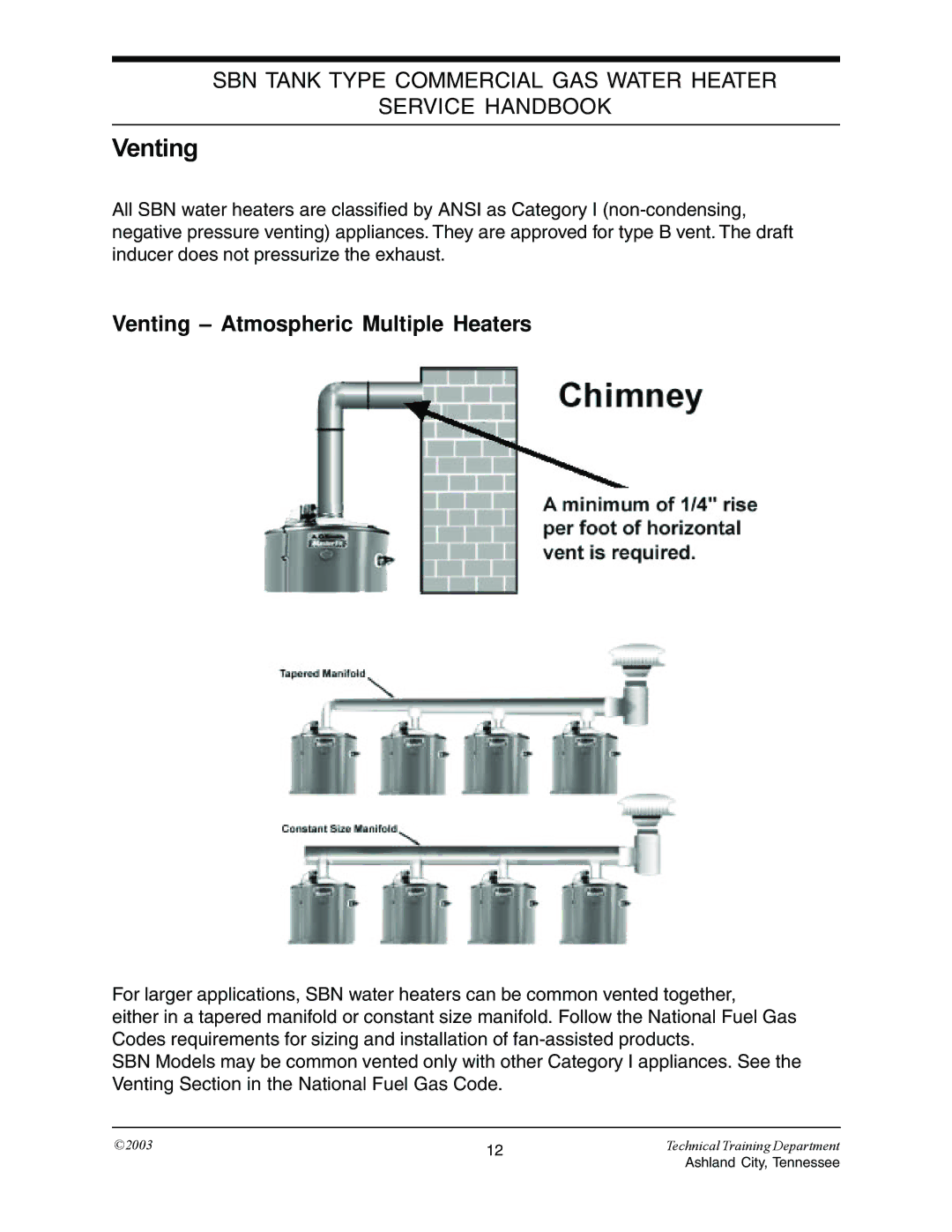 State Industries STC-074 specifications Venting Atmospheric Multiple Heaters 