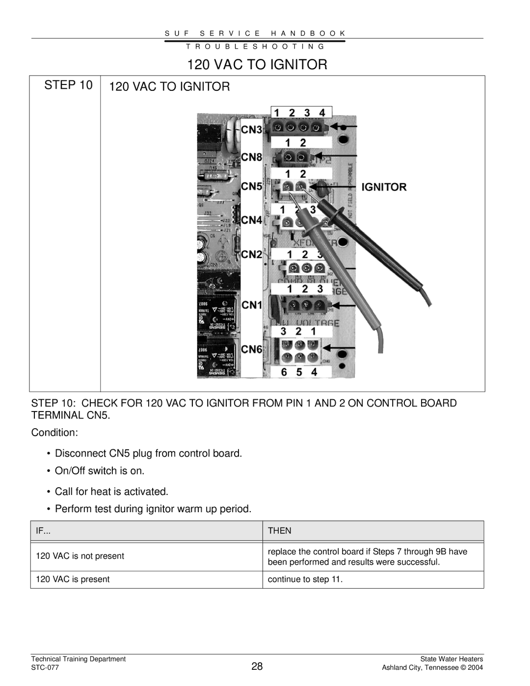 State Industries STC-077 dimensions VAC to Ignitor 