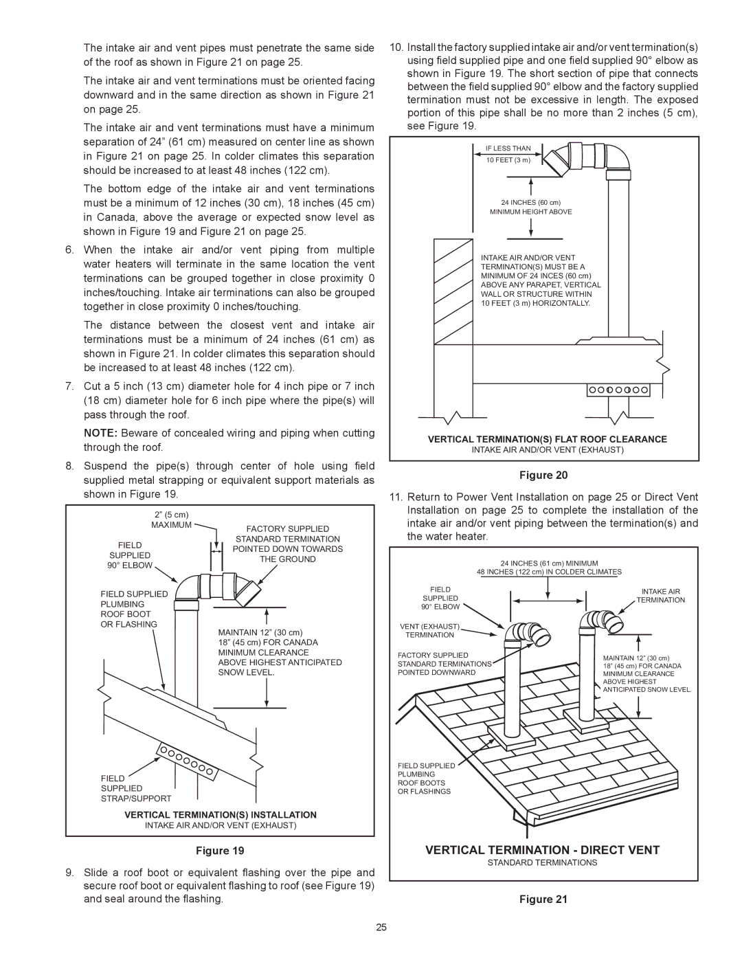 State Industries SUF-130- 300/400/500 instruction manual Vertical Termination Direct Vent 