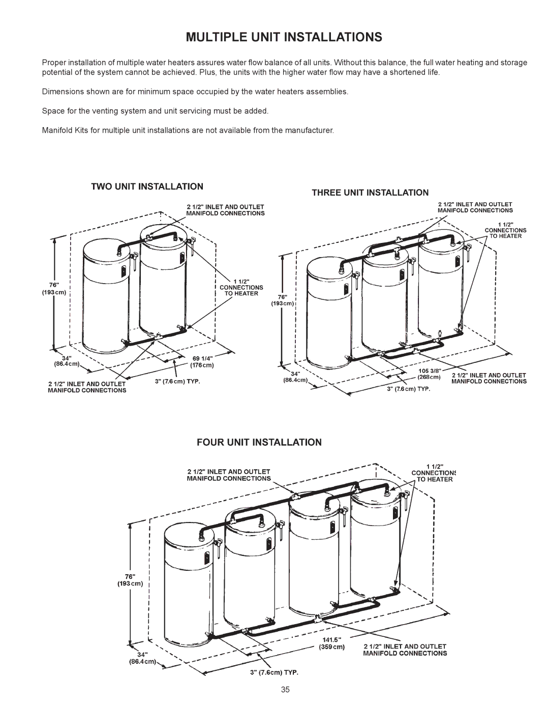 State Industries SUF-130-400, SUF-130-300 warranty Multiple Unit Installations 