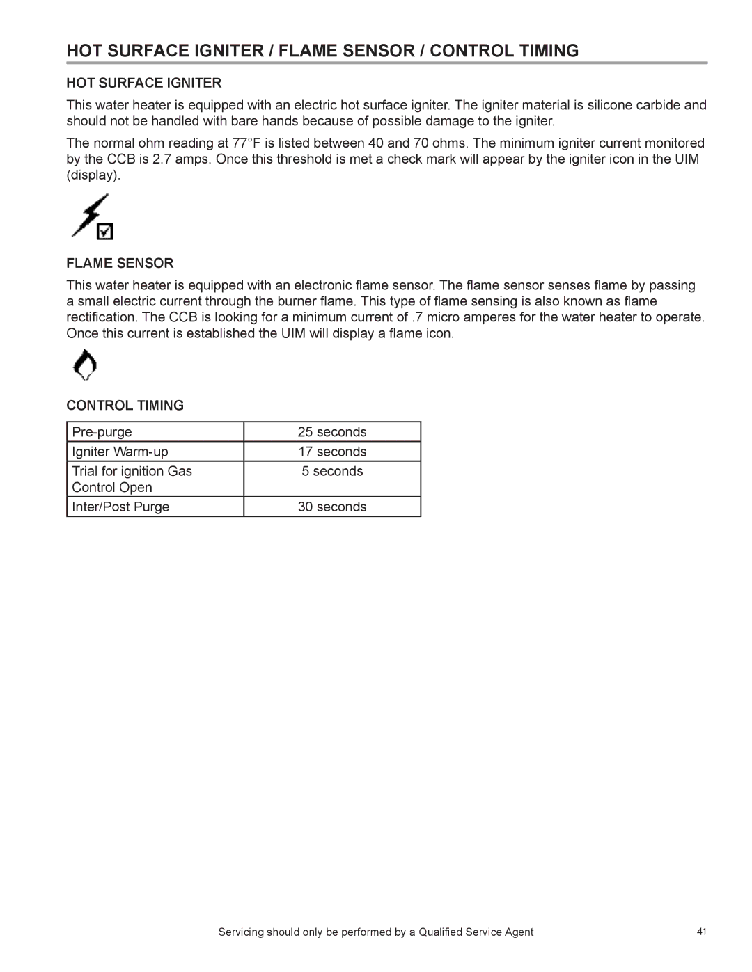 State Industries SUF 100 THRU 250, SUF 130 THRU 500, SUF 60 THRU 120 HOT Surface Igniter / Flame Sensor / Control Timing 