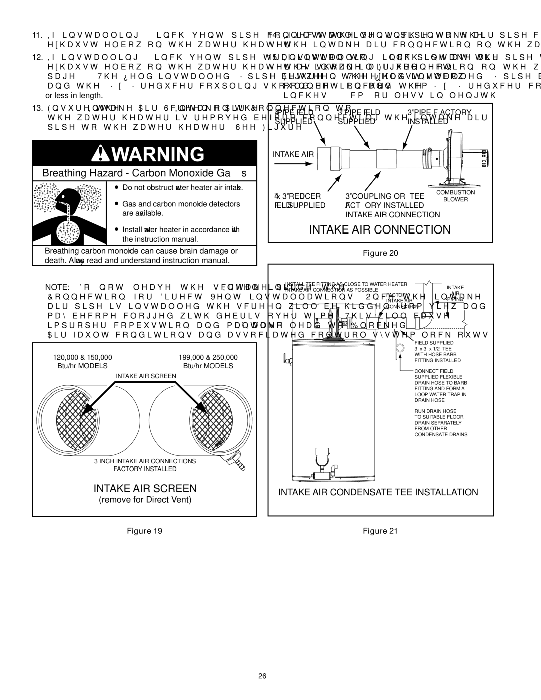 State Industries SUF-60-120, SUF-100-250 instruction manual Intake AIR Screen, Field Supplied 