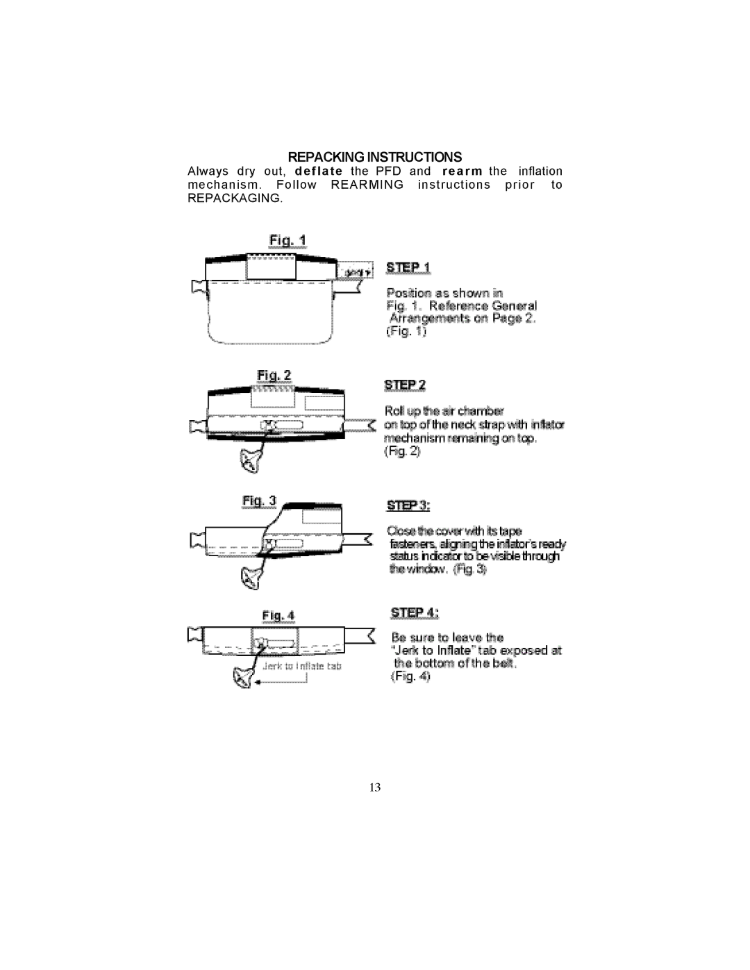 Stearns Recreational 0340 manual Repacking Instructions 