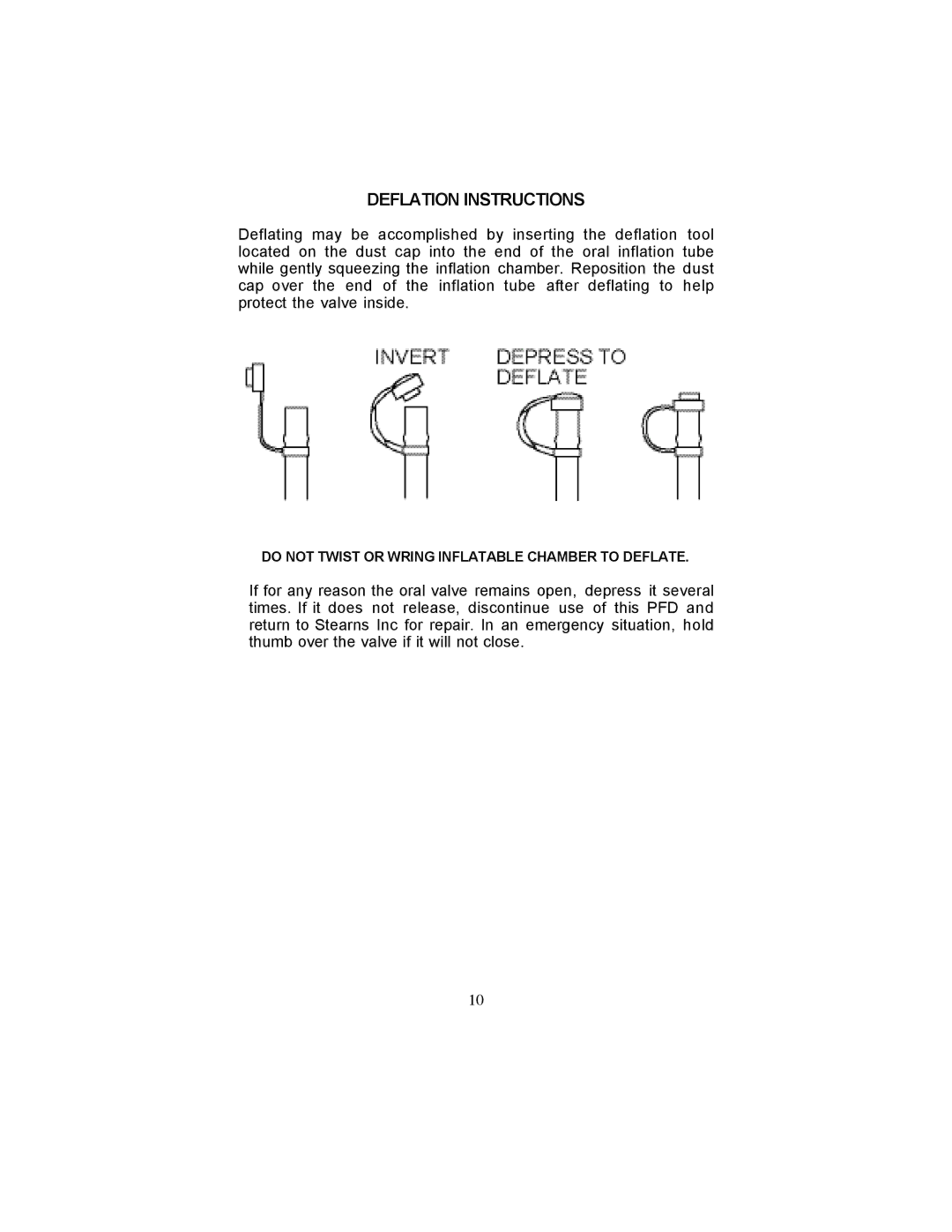 Stearns Recreational 6340, 4430 manual Deflation Instructions 