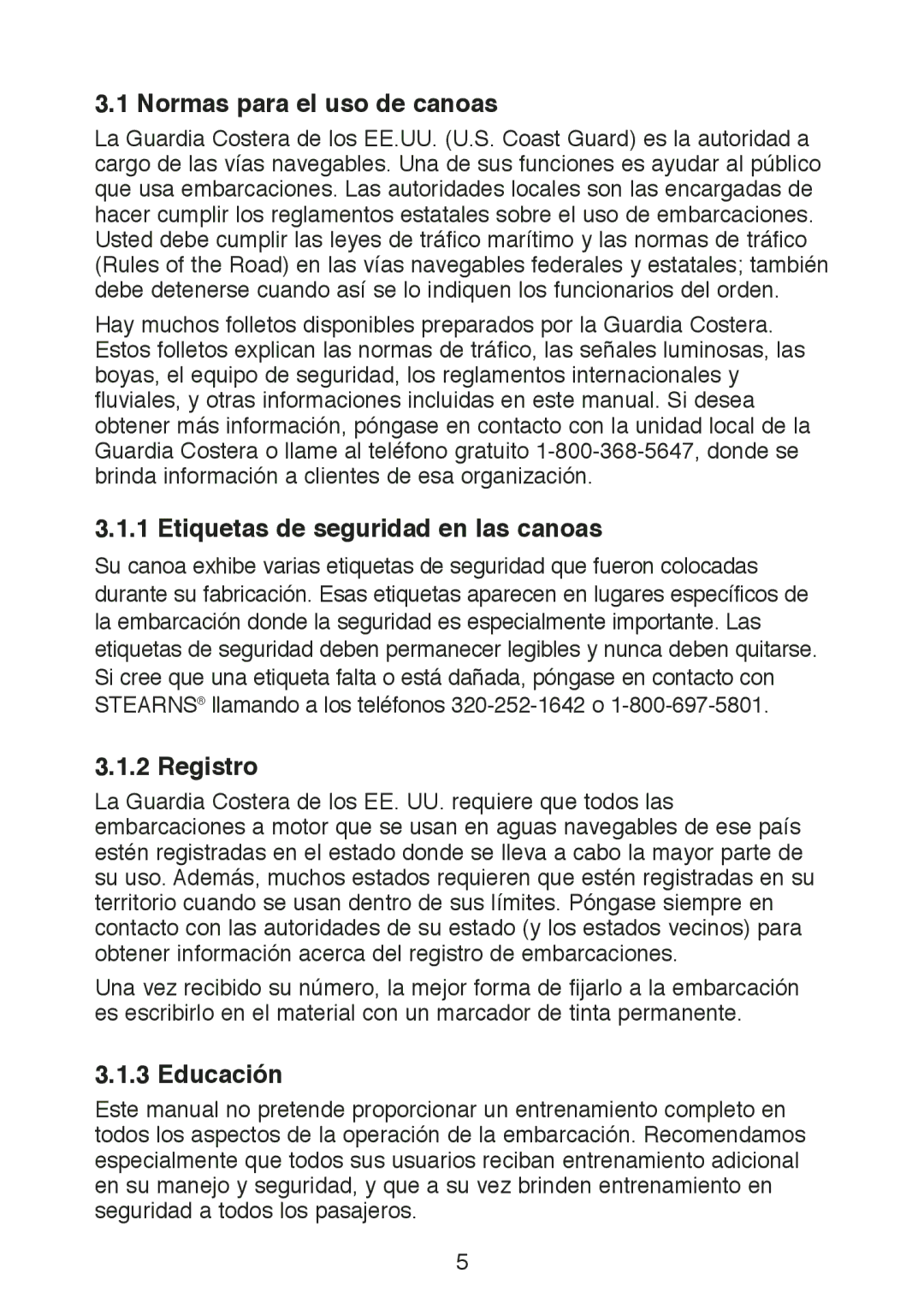 Stearns Recreational B801 Green Red manual Normas para el uso de canoas, Etiquetas de seguridad en las canoas, Registro 