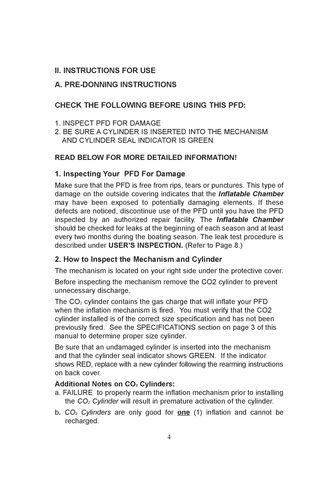 Stearns Safety & Survival 24MSPT-1 manual Inspecting Your PFD For Damage, Read below for More Detailed Information 