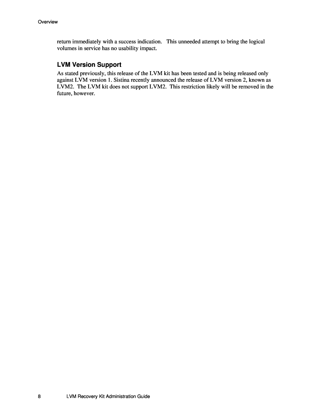 SteelEye 4.5.0 manual LVM Version Support 