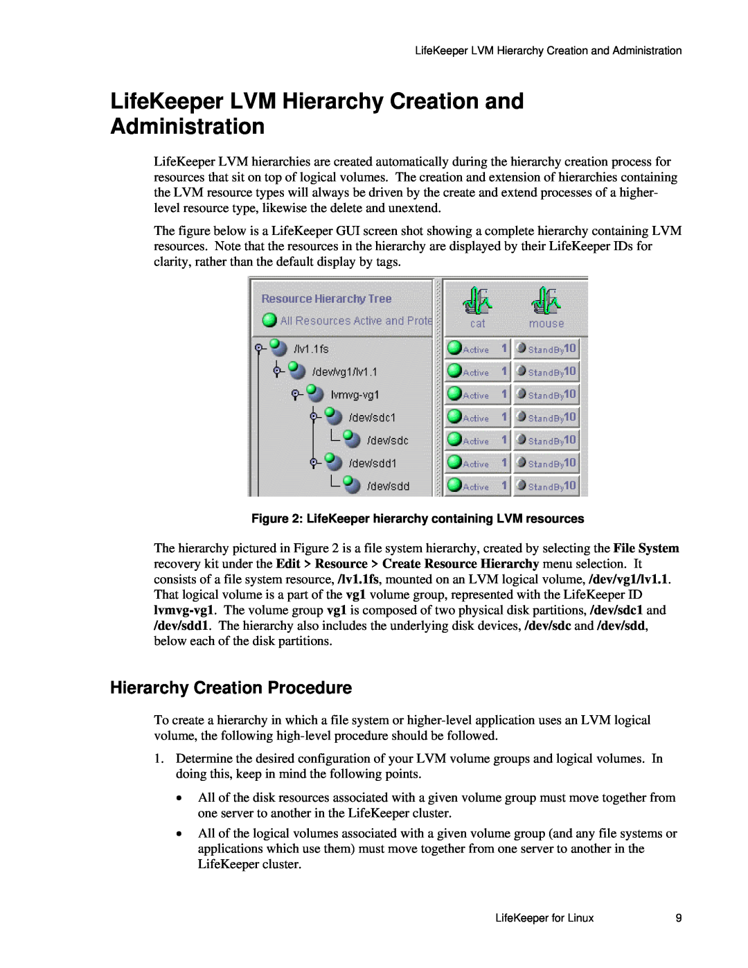 SteelEye 4.5.0 manual LifeKeeper LVM Hierarchy Creation and Administration, Hierarchy Creation Procedure 