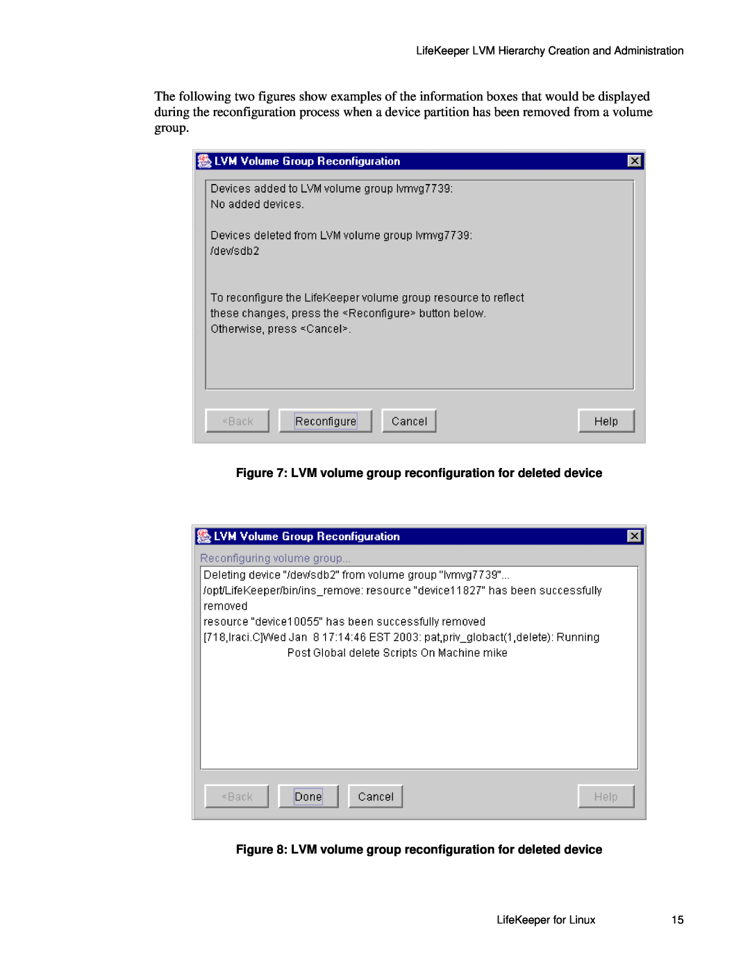 SteelEye 4.5.0 manual LVM volume group reconfiguration for deleted device 