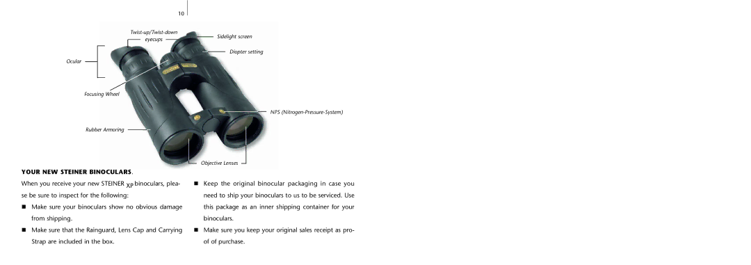 Steiner Optik XP manual Your NEW Steiner Binoculars 