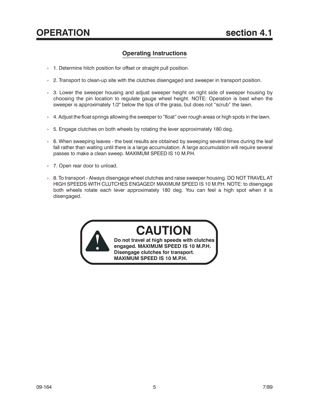 Steiner Turf LS340 manual Operation, Operating Instructions 